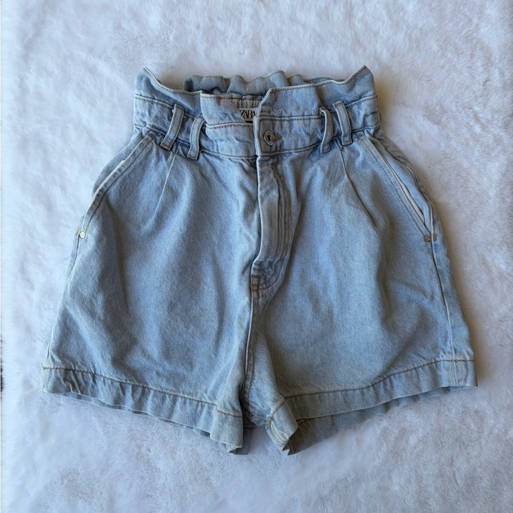 Zara paperbag denim shorts